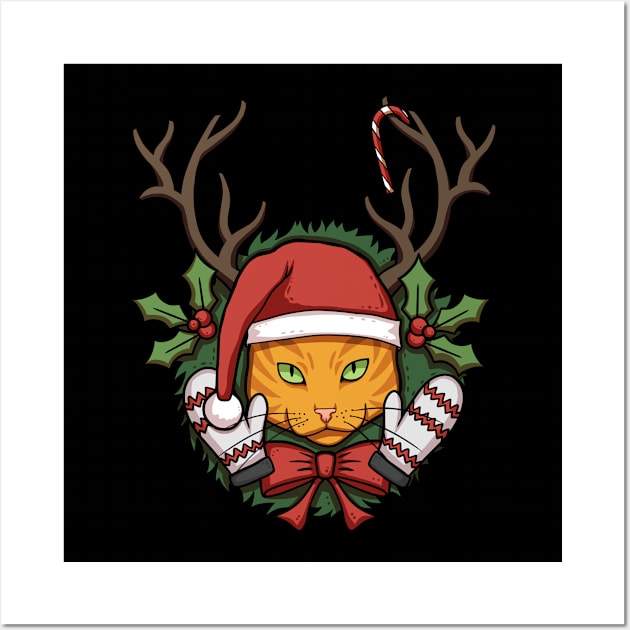 Ginger Christmas Cat Wall Art by Cat Club